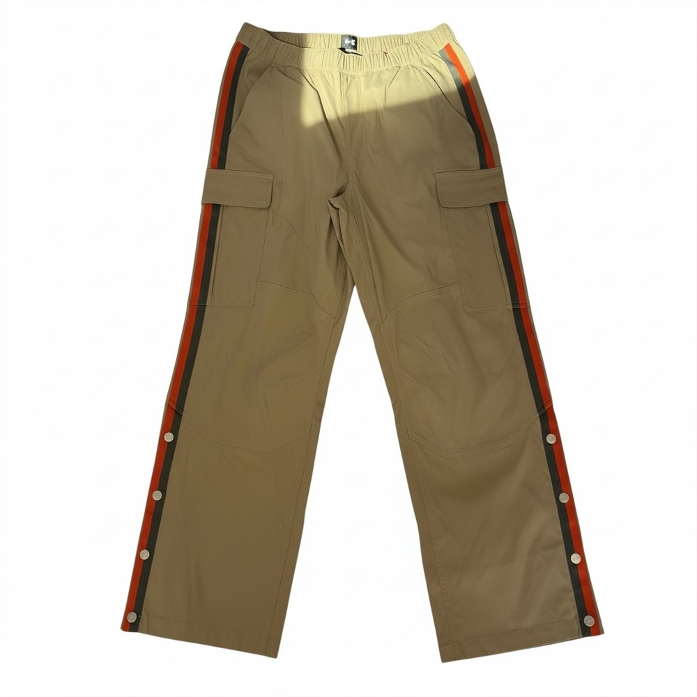 Under Armour Khaki Cargo Pants with Orange Side Stripe and Snap Leg Men’s M - Picture 2 of 9